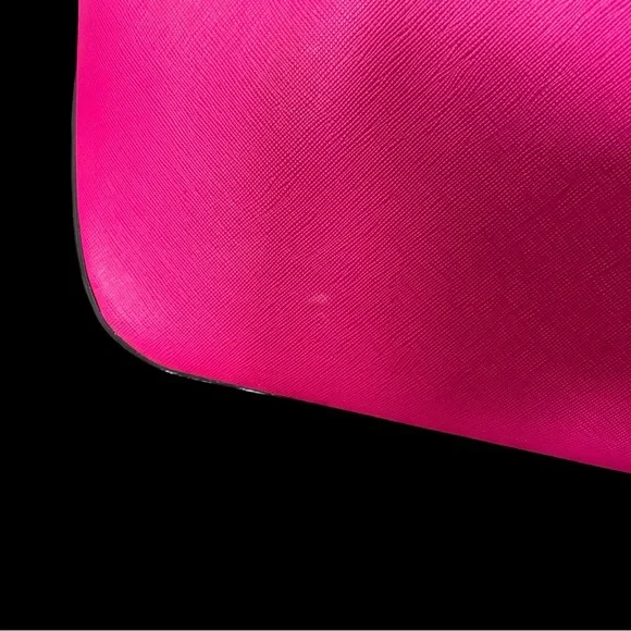 Henri Bendel Hot Pink Saffiano Leather Tote Bag Gold Hardware Large Shopper - Picture 9 of 16